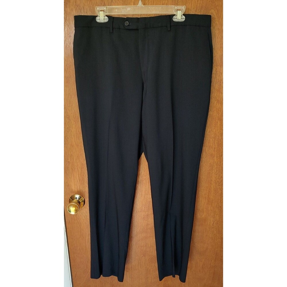 ZIGNONE Made in Italy 38x31 men's black pants High Twist 100% new wool, 12" rise